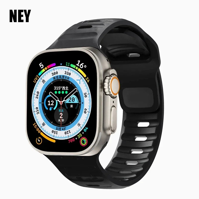 Strap For Apple Watch Band 49mm 44mm 45mm 41mm 40mm 42mm 38mm Soft Silicone sport Bracelet iwatch Serise 8 7 SE 6 5 9 Ultra 49mm