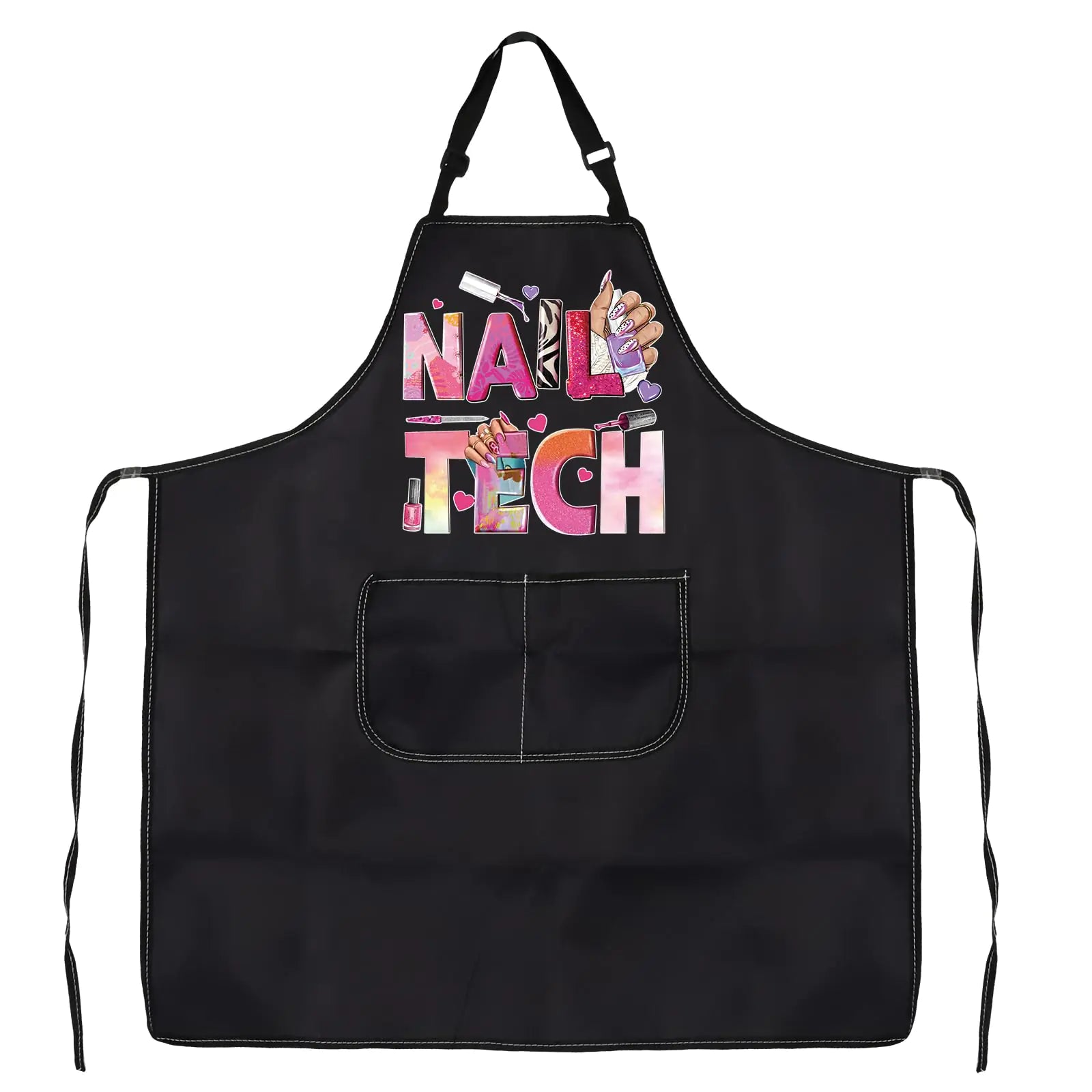 Delantal PXTIDY para Técnicos de Uñas con Bolsillos, Regalo para Salón de Uñas, Suministros para Técnicos de Uñas, Delantal Impermeable Ajustable (NAIL TECH 2)