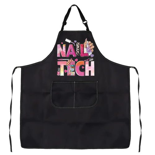 Delantal PXTIDY para Técnicos de Uñas con Bolsillos, Regalo para Salón de Uñas, Suministros para Técnicos de Uñas, Delantal Impermeable Ajustable (NAIL TECH 2)
